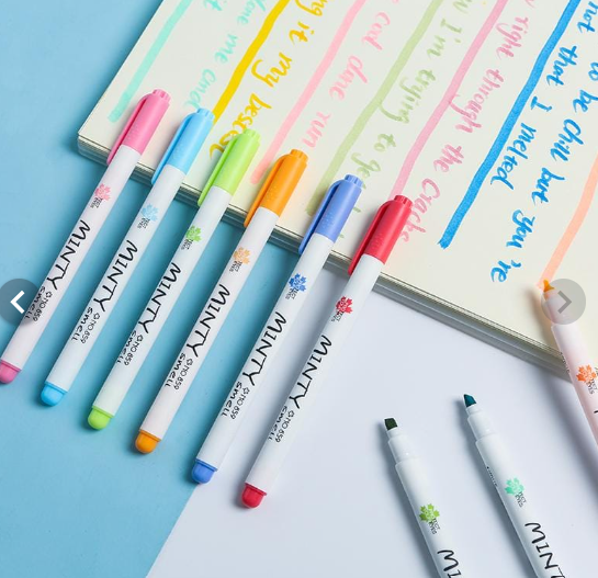 16Pcs Pastel Color Highlighter Pen Fresh Mint Scented Soft Fiber Tip