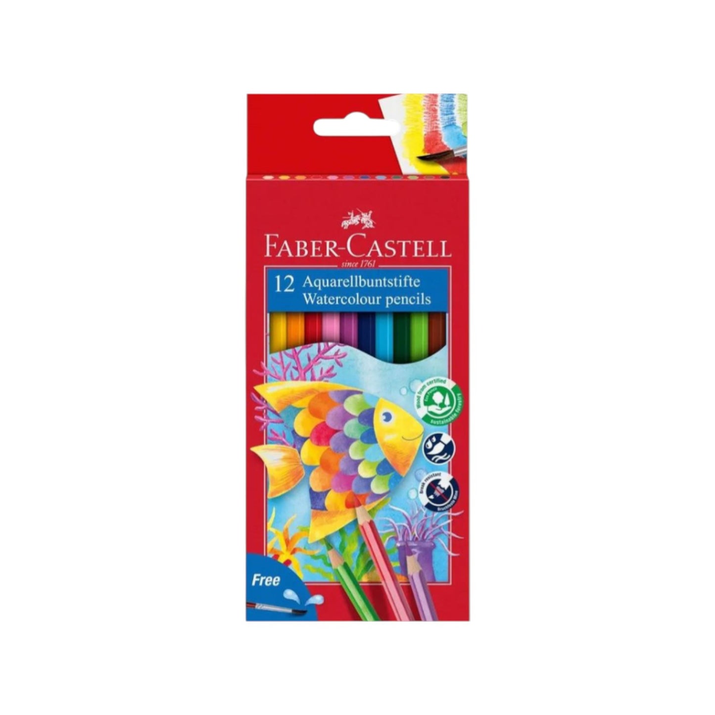Faber Castell Classic 12 Colour Watercolour Pencils