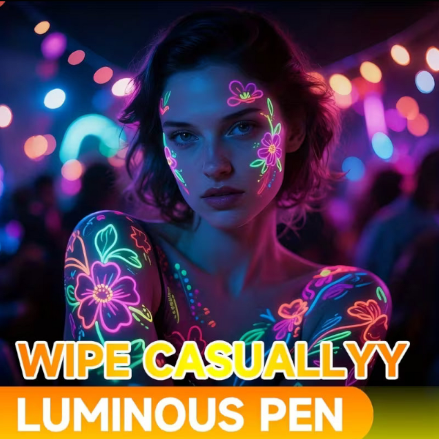 8-Color Glow-in-the-Dark Pen with Neon Glow Effect Washable