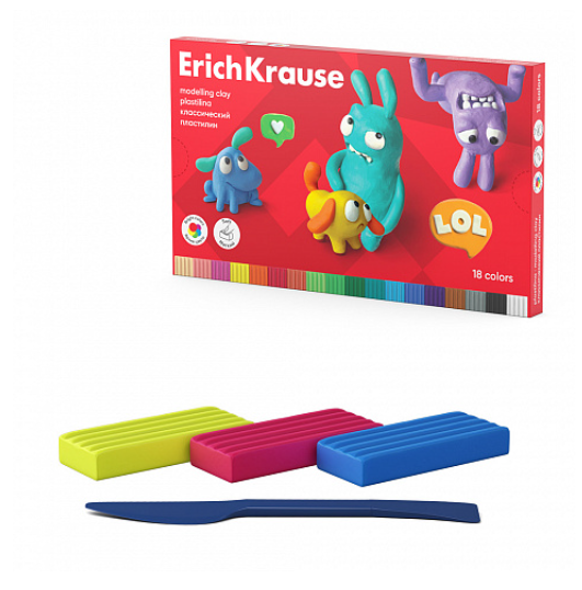 Erich Krause Jolly Friends Clay Pack - 18 Pieces - 288g + Shaping Tooli