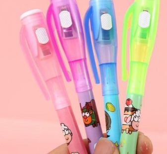 Cute Cartoon Magic Pen With UV Light for Kids