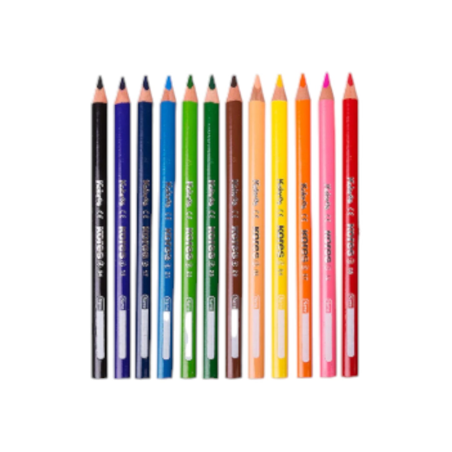 Wooden Pencils, triangle, Set of 12 Colors, Kores