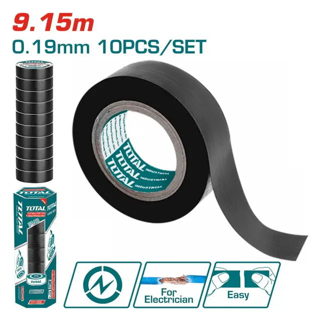 Total Tools Electrical Insulating Tape, 9.15 x 0.19 mm, Black