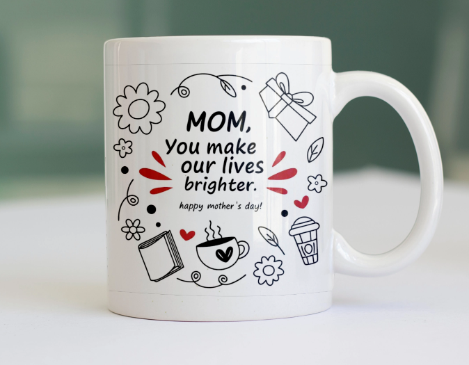 White Ceramic Mug Mom 1