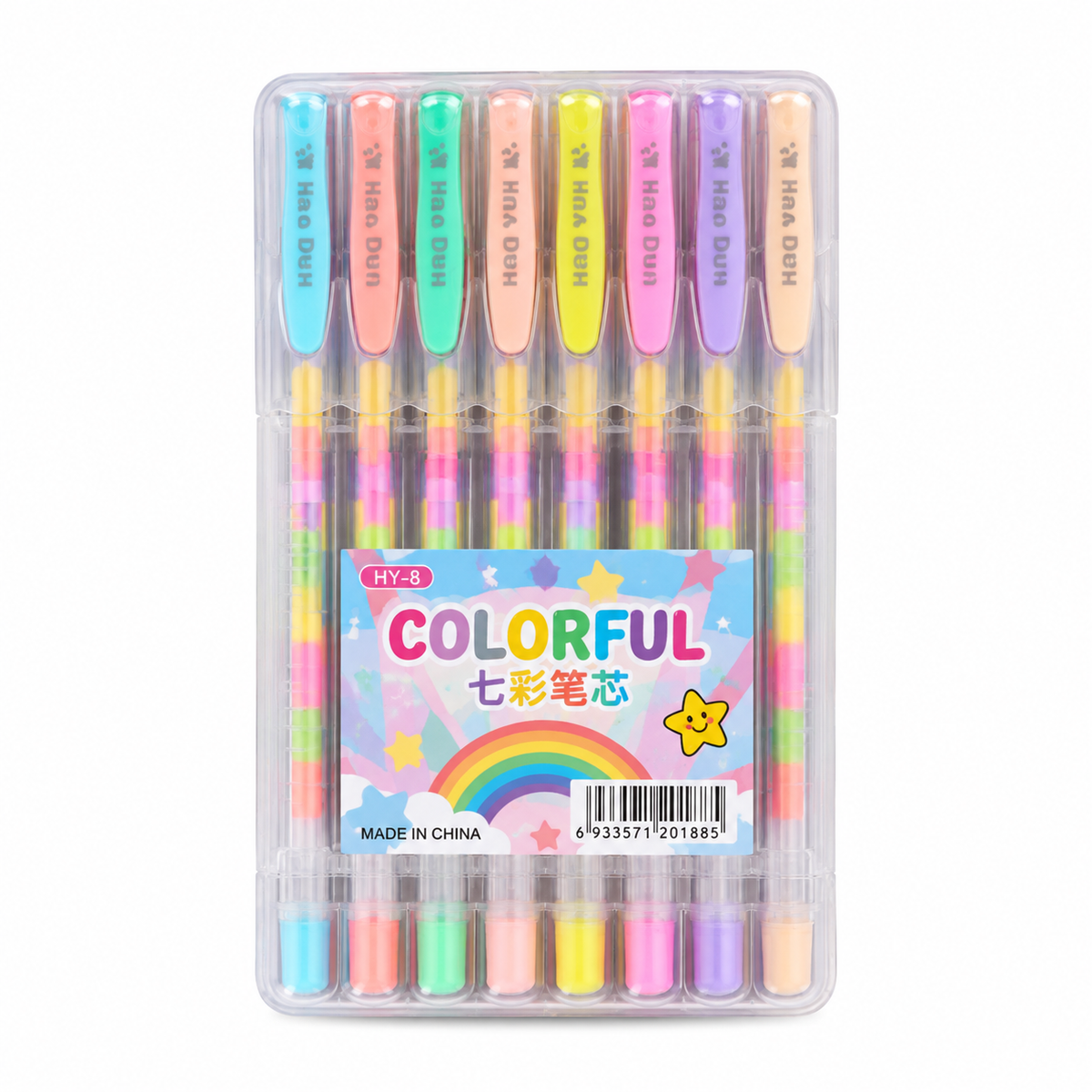 Kit 8 Gel Pens Neon and Pastel Colors