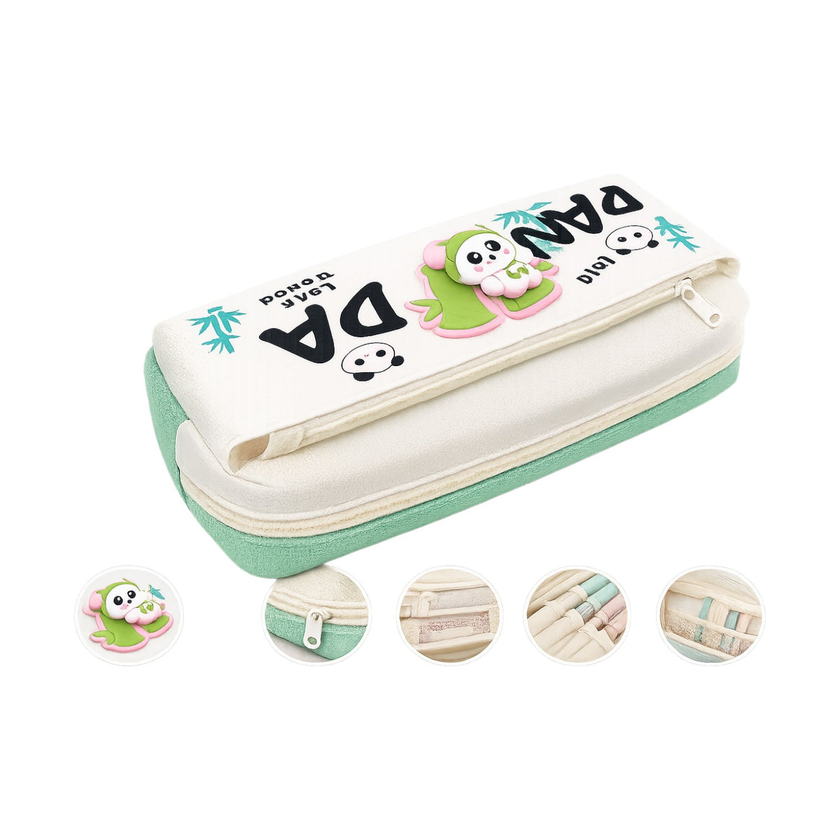 1Pc Panda Premium 2 Zippers Pencil Case