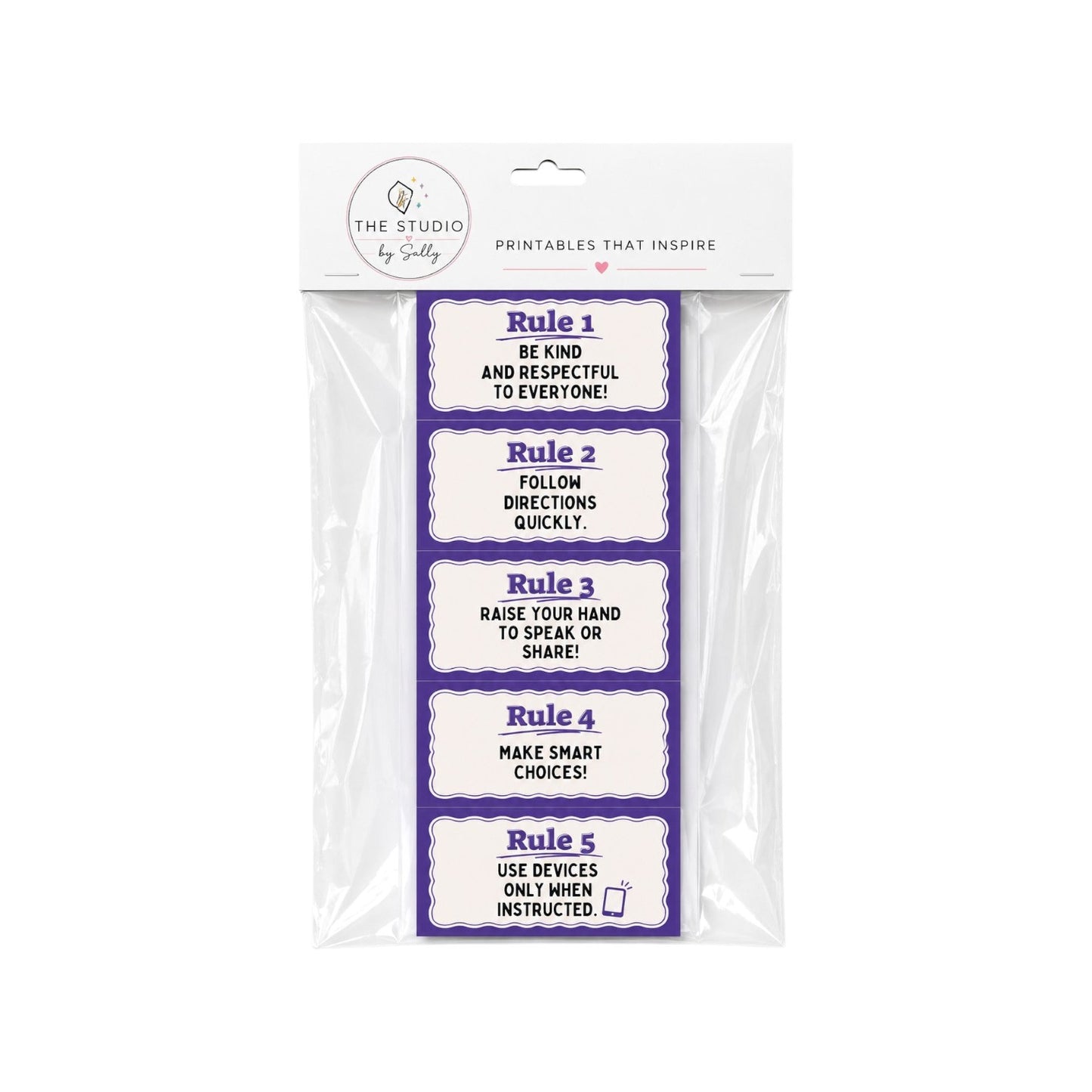 Classroom Rules Posters Set | Laminated Classroom Décor 2 (Set of 5)