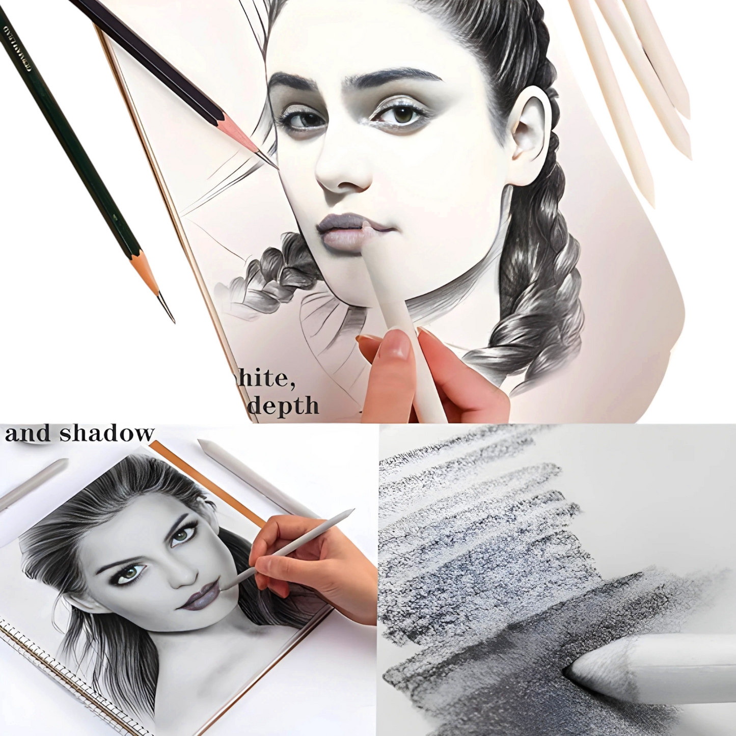 3 Pcs Double Tip Pastel And Charcoal Blenders Set