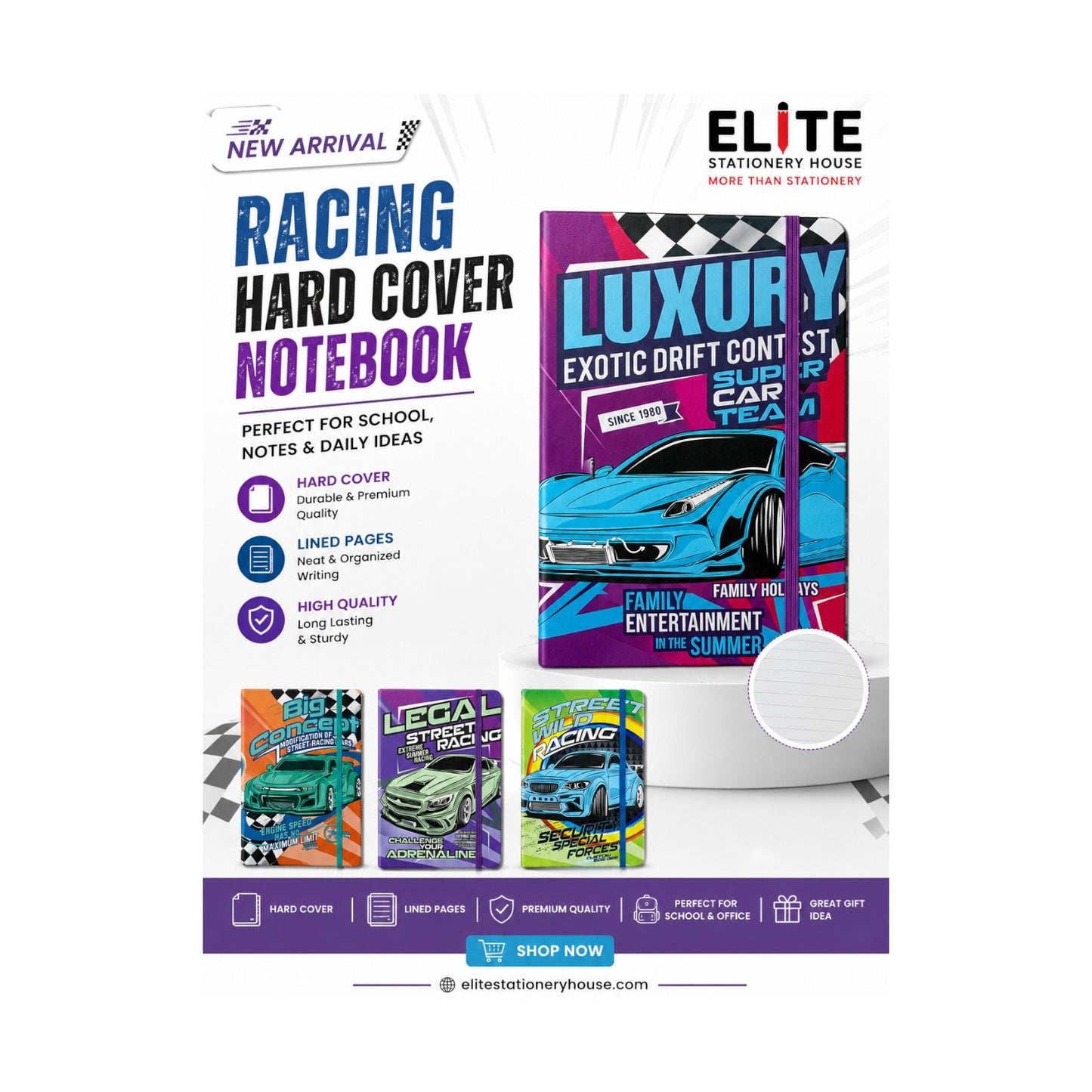 Racing Hard Cover Notebooks