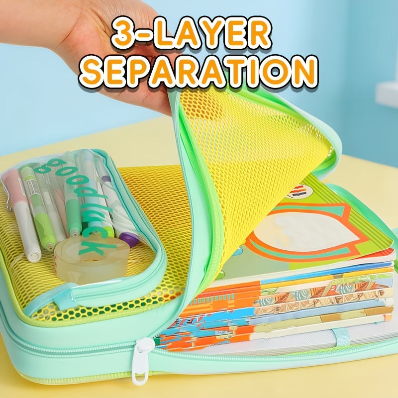Dopamine Color Block Tutoring Bag, 3-Layer Large Capacity, 1 Pc.