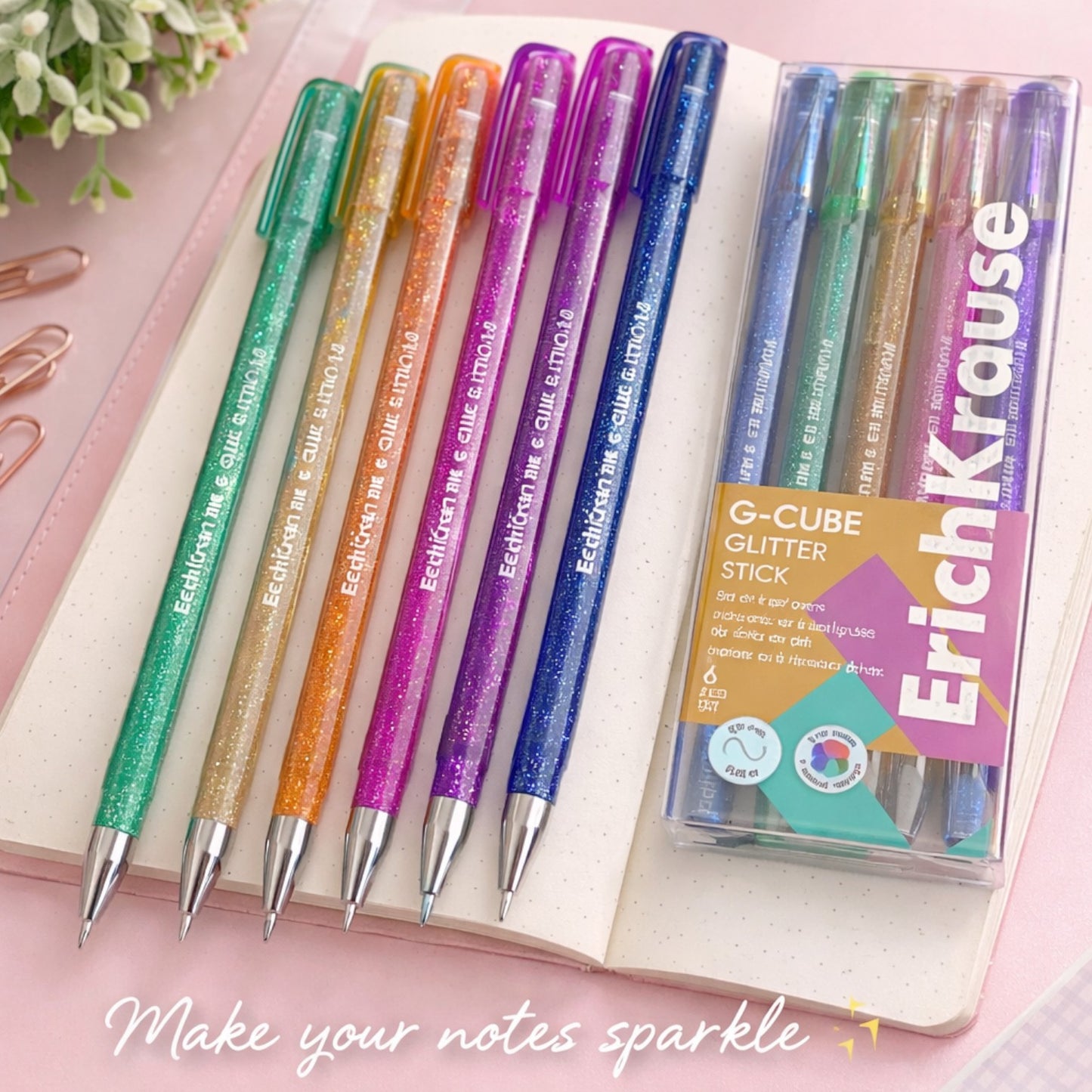 Set of 6 gel ink pens ErichKrause G-Cube Stick Glitter 1.0