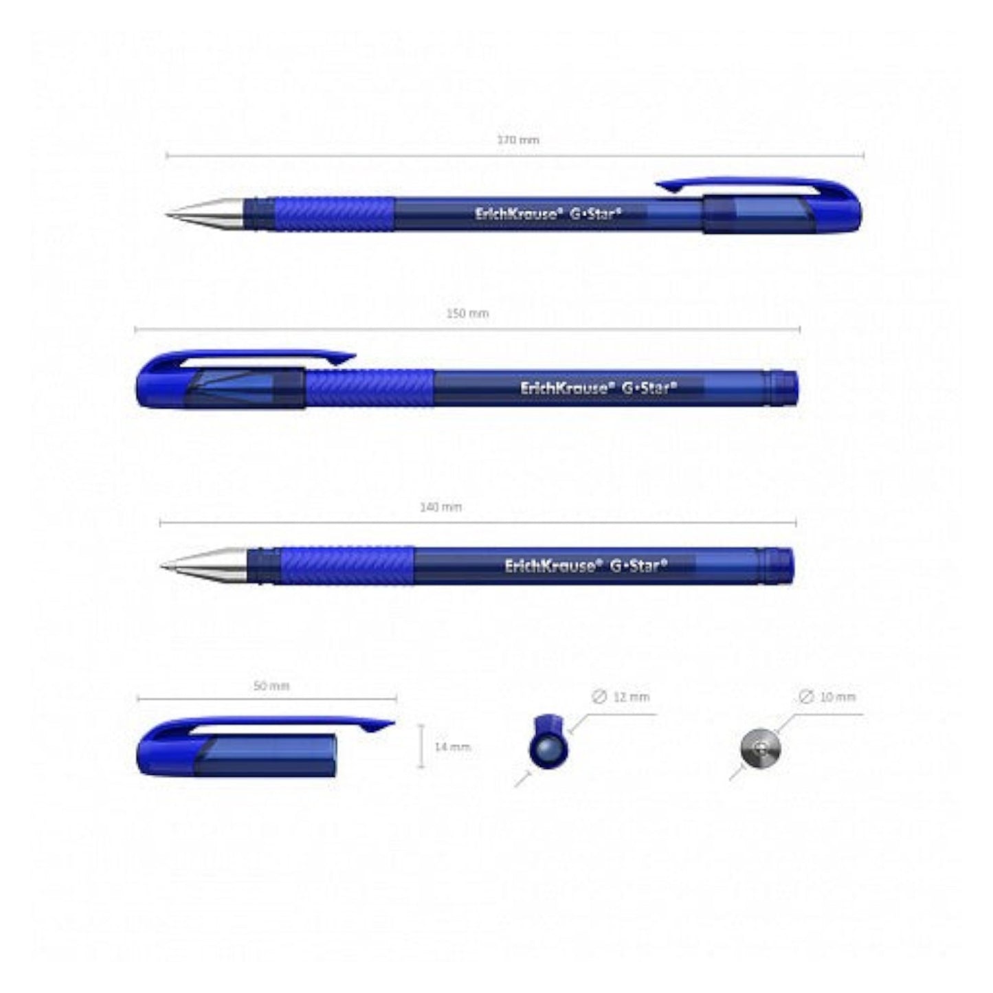 Gel ink pen ErichKrause G-Star® Stick&Grip Original 0.5, ink color blue