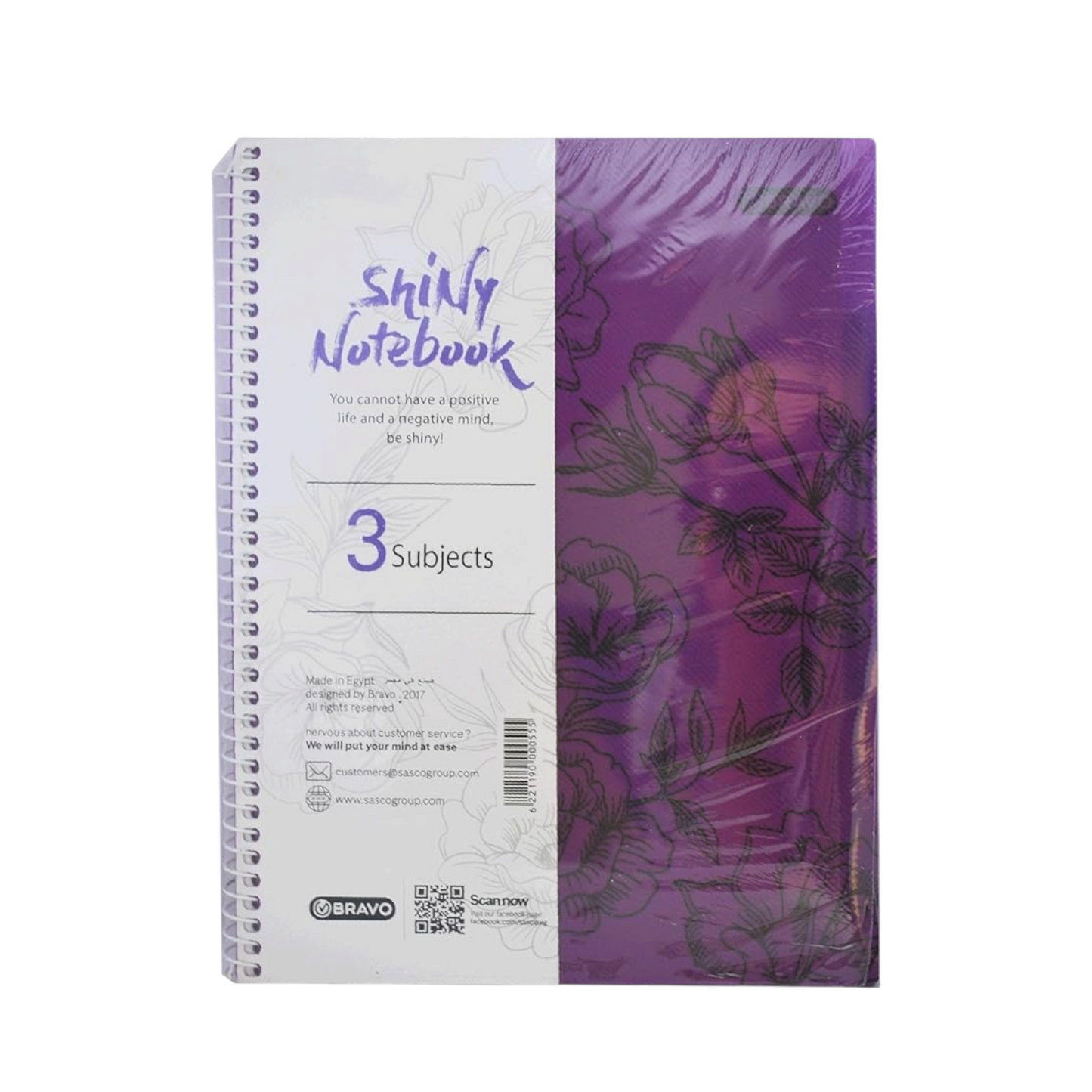 Bravo 3 Subjects A4 Glossy Notebook 126 Sheets, 27.3 cm x 19.8 cm