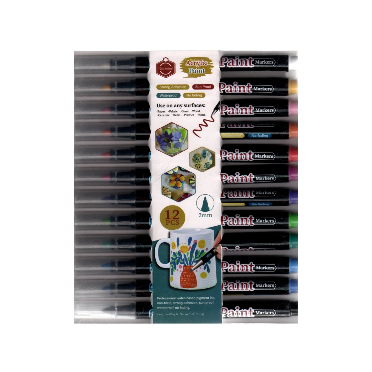 Acrylic Pen Set 12 Colors - Keep Smiling Model APM-12