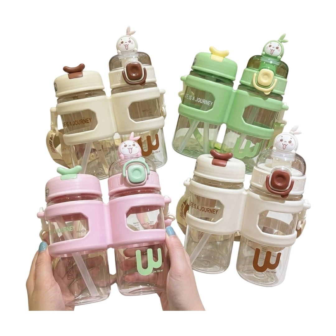 Kids Water Bottle With Straw And Spout Strap