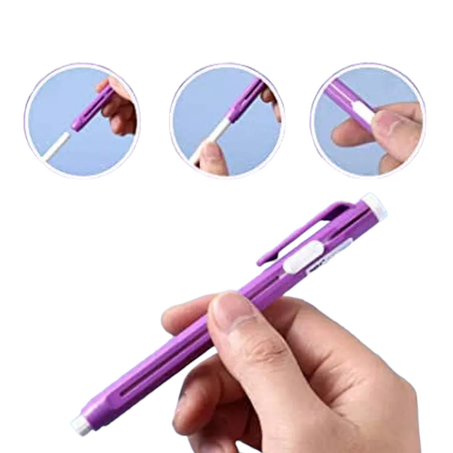 Retractable Click Eraser Pen Shell + Eraser, Mechanical Eraser Pencil