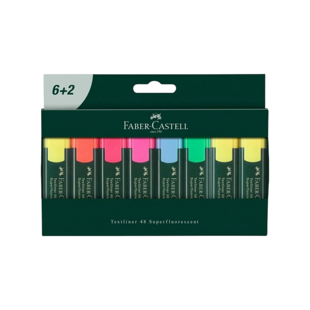Elite Stationery House Faber-Castell Textliner 48 neon highlighter set with 8 assorted vibrant markers in a box