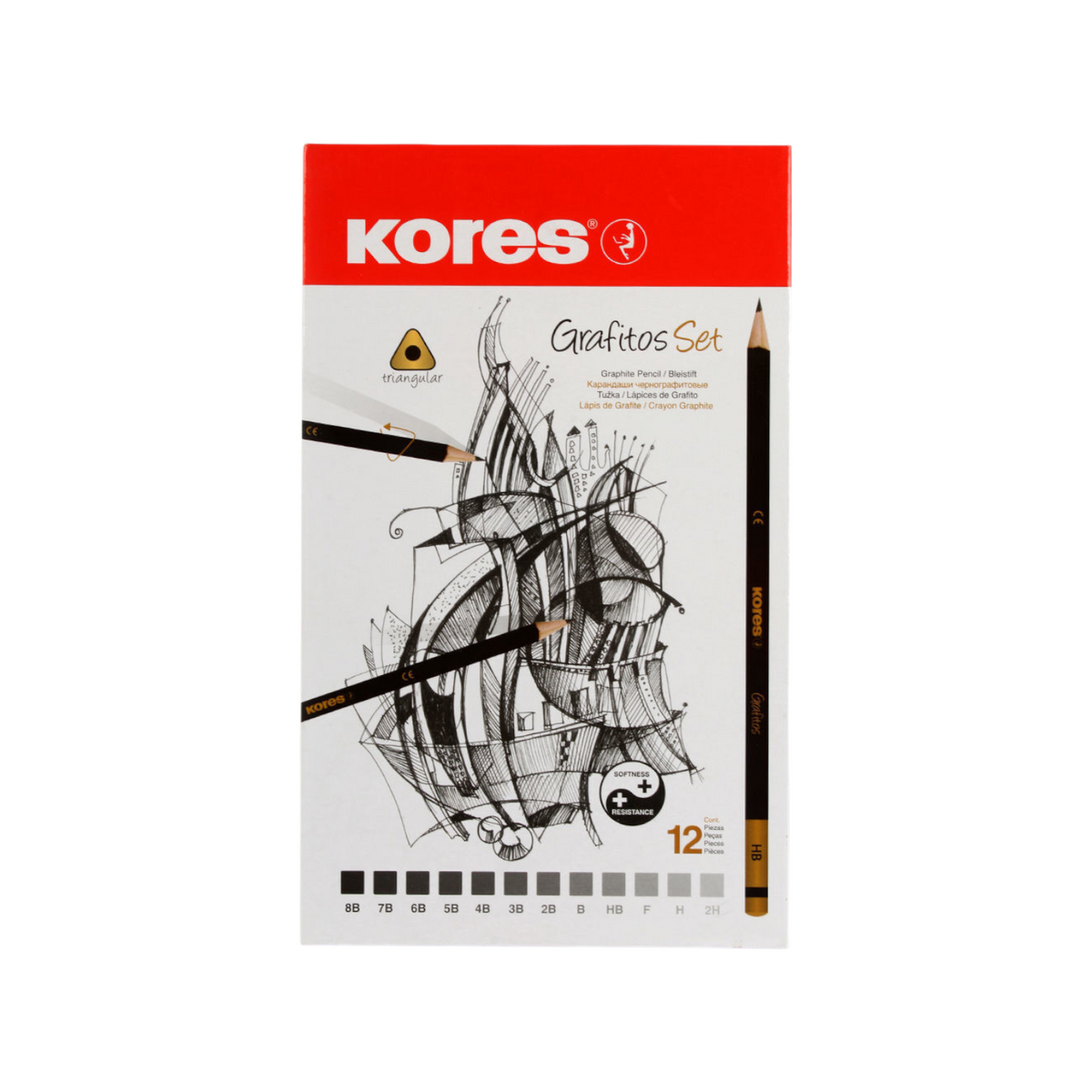 Pencil set 12 pieces + metal box Kores Model 92162