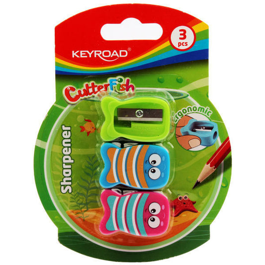 Sharpener 3 Pieces Plastic Fish-shaped Keyroad