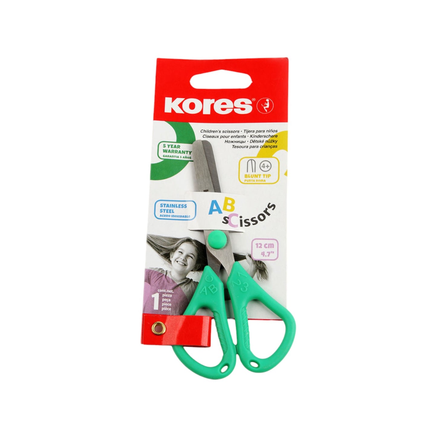 Kores Kid’s Scissors ABC Metal clip 12 cm,  Model 35125