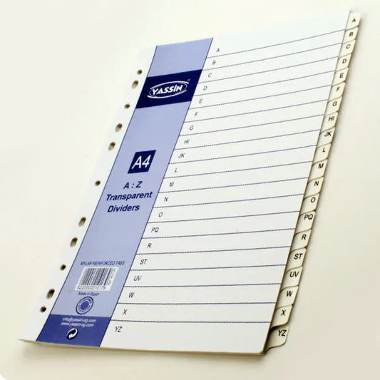 Transparent Plastic Letters A-Z File Dividers – Yassin