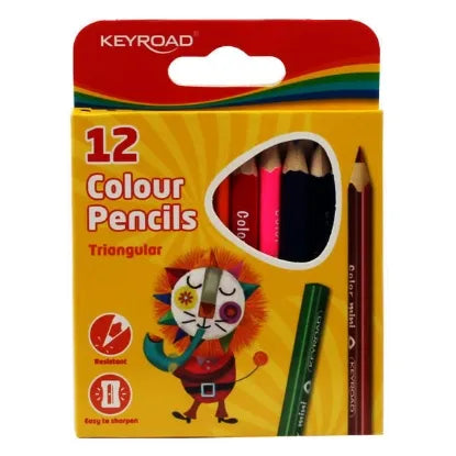 Wooden pencils, 12 colors, short medical triangle keyroad,