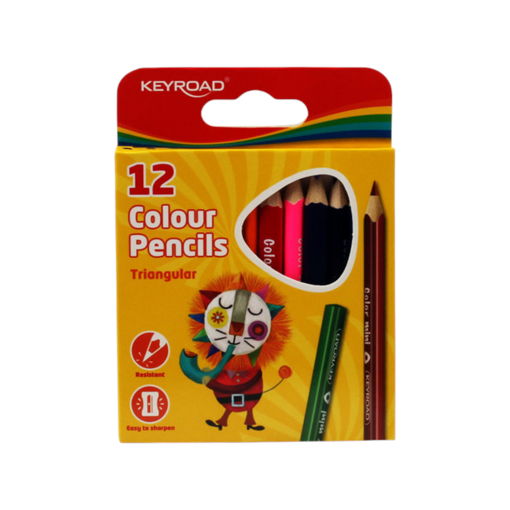 Wooden pencils, 12 colors, short medical triangle keyroad, Model KR971285