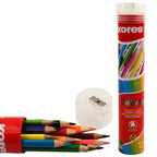Wooden Pencils 12 Colors Medical Triangle + Round Metal box Kores