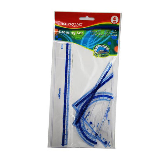Keyroad Geometry Set Transparent 4 Pieces (20 cm Ruler + 2 Triangles + Protractor)
