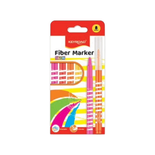 Keyroad Neon Fiber Tip Marker Set, 8 Colors, Model KR971875