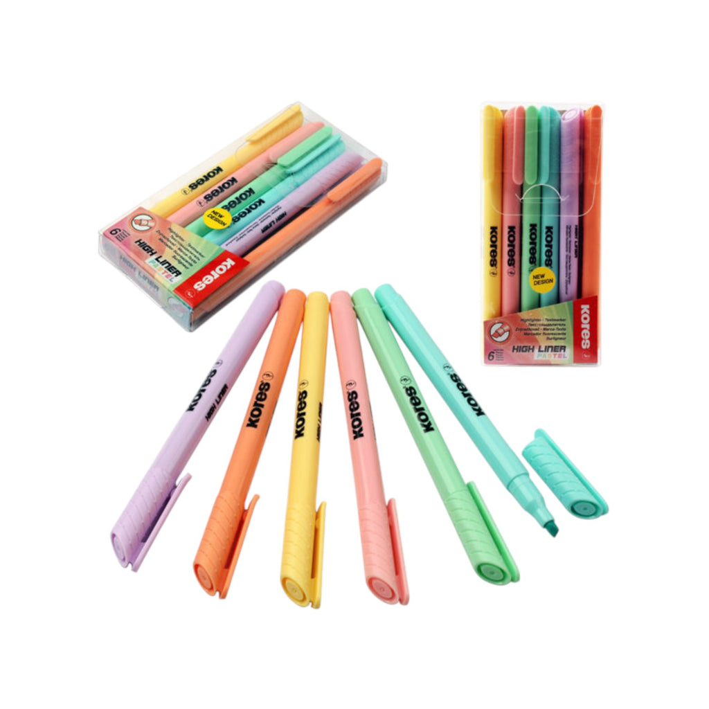 Kores Highlighter Fine Pastel MIX chisel 6 colors 36246