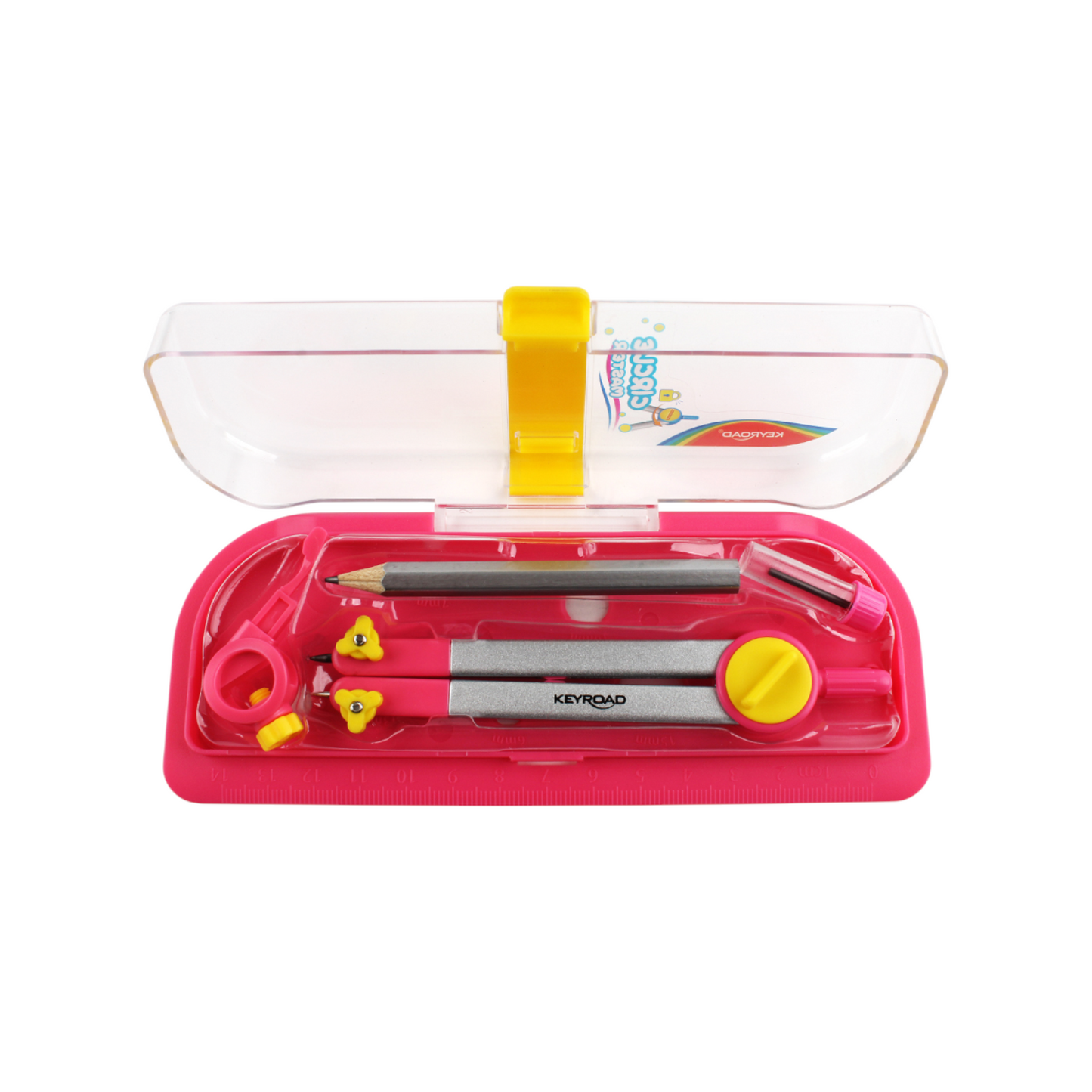 Plastic Compass graphite-tip + pencil in box keyroad Model KR971845