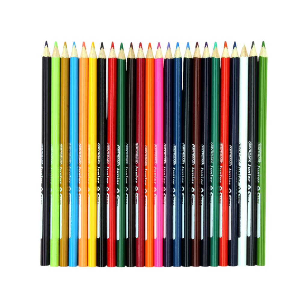 Wooden pencils, 24 color, with metal box + Sharpener, Keyroad KR972229
