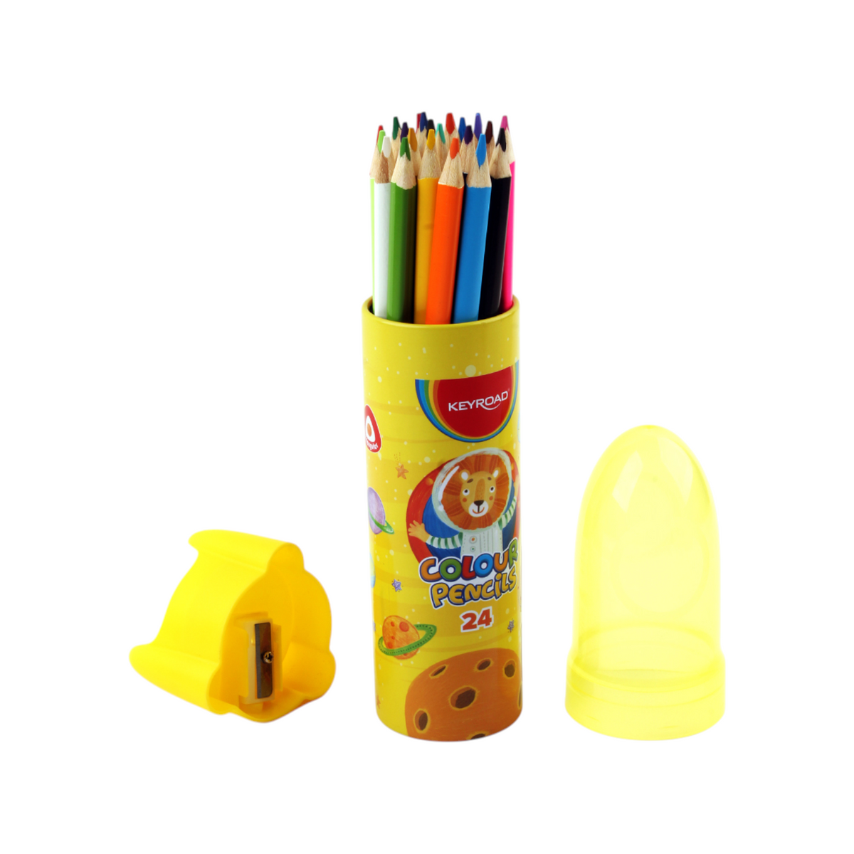 Wooden pencils, 24 color, with metal box + Sharpener, Keyroad KR972229