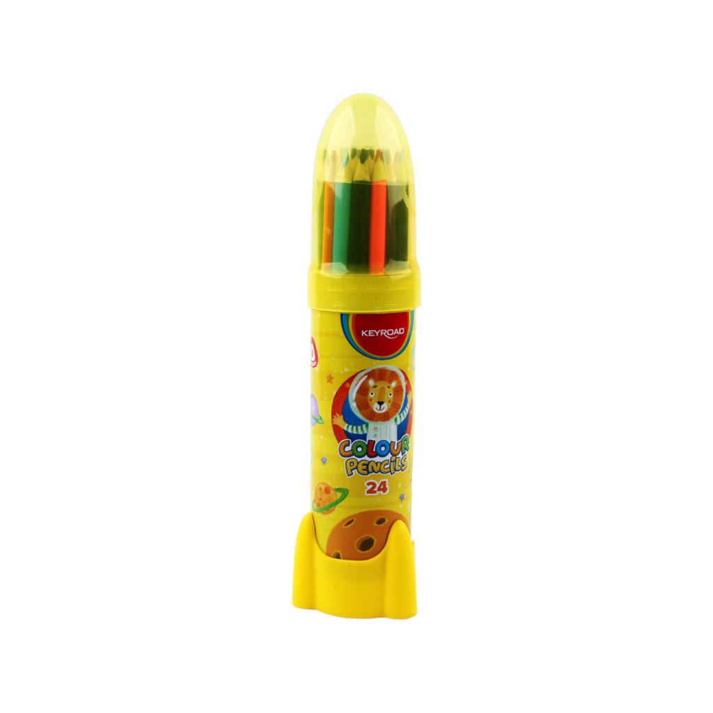 Wooden pencils, 24 color, with metal box + Sharpener, Keyroad KR972229
