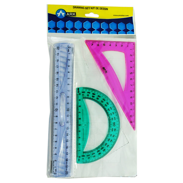 Engineering Set  Ark 3 Pcs Ruler 20 Cm  Protractor Triangle