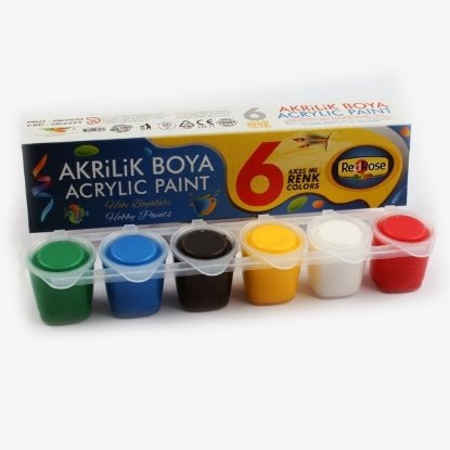 Acrylic Paint is a set of six distinct colors, each 25 ml