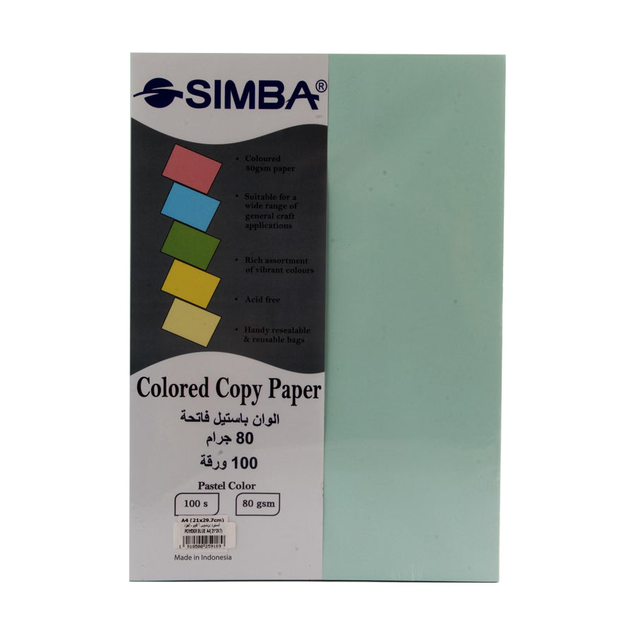 Pastel Copy Paper Pack,100 Sheets A4 80 gsm - Simba