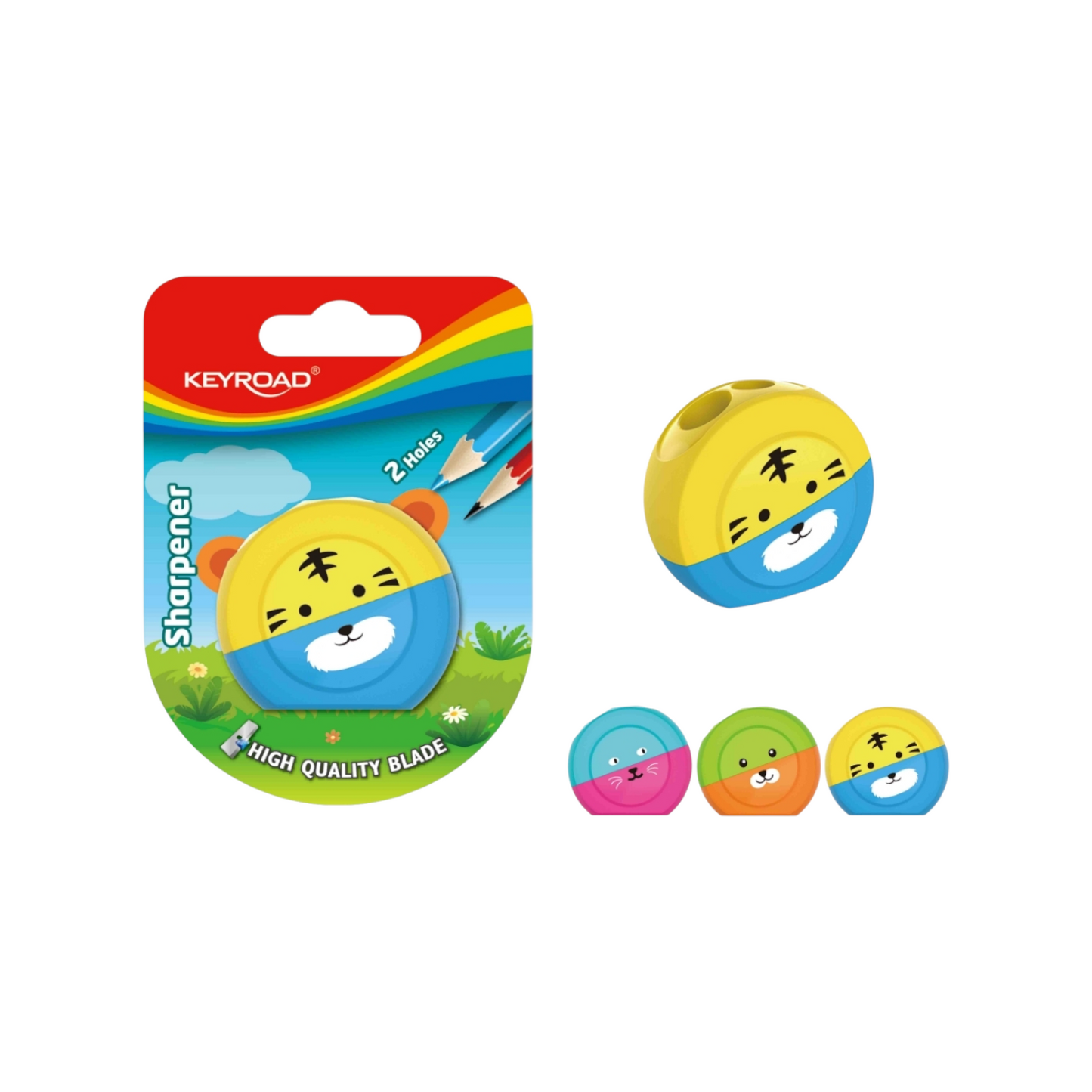 Sharpener plastic with metal blade 2 holes, tank / card, Keyroad