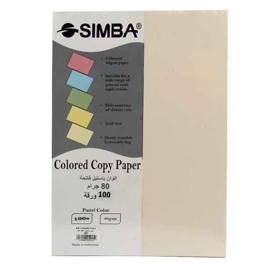 Pastel Copy Paper Pack,100 Sheets A4 80 gsm - Simba