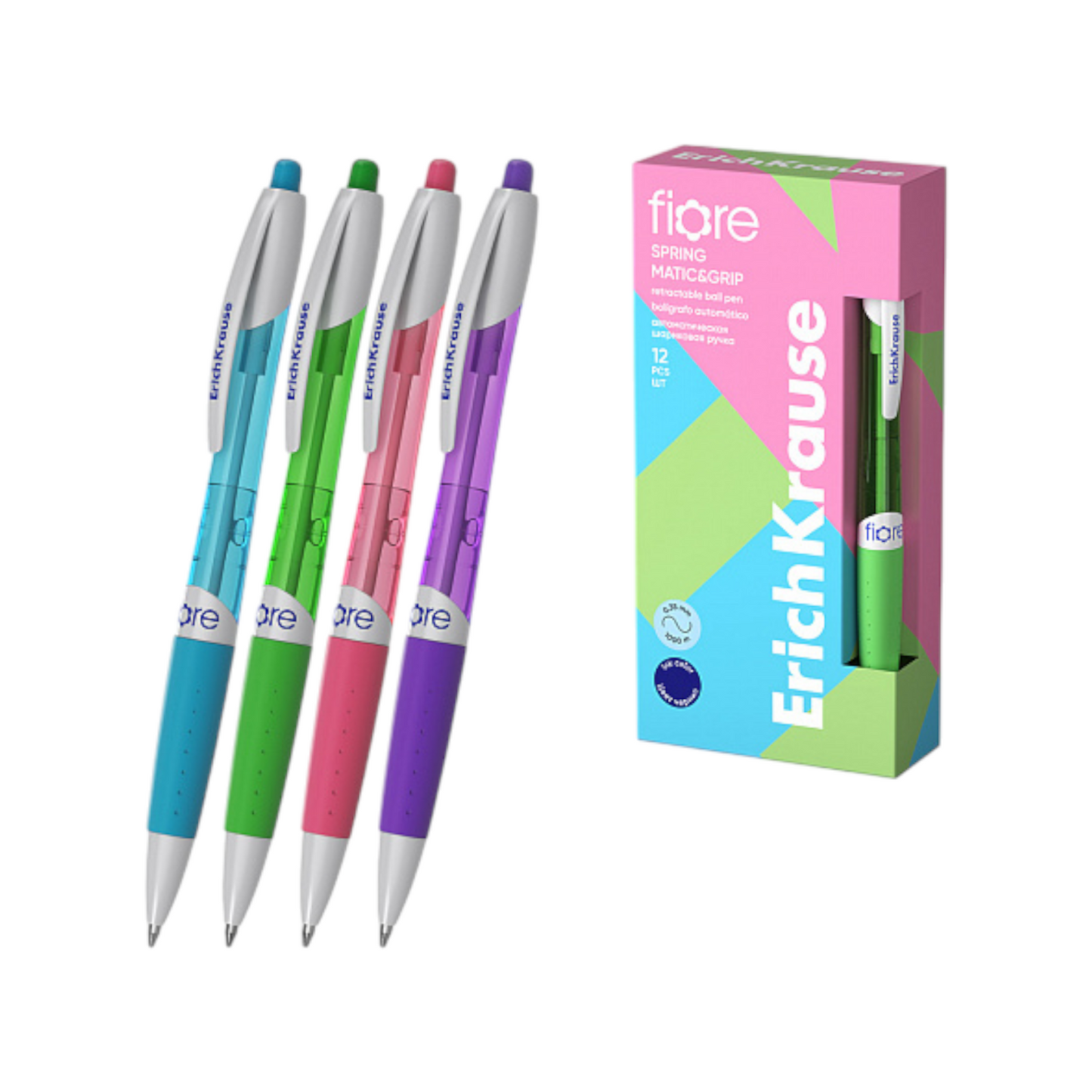 Retractable ballpoint pen ErichKrause Fiore Matic&Grip Spring 0.7 (1 Pen)