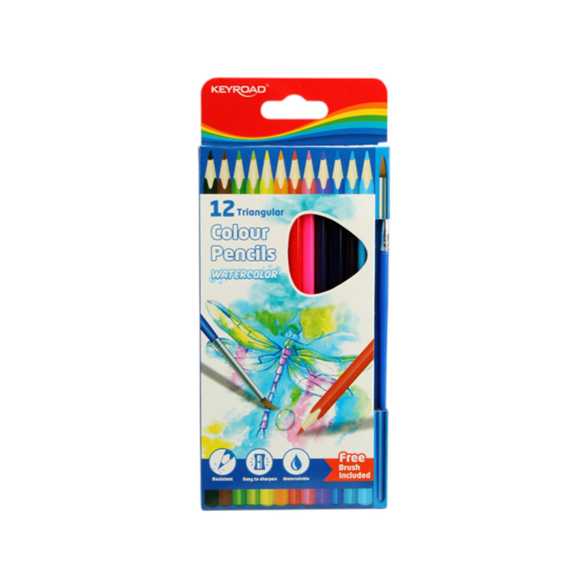 Keyroad Wooden Pencils 12 watercolors + brush