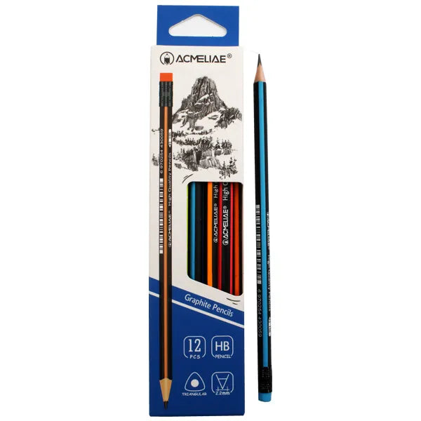 HB Pencil with Eraser, Black in Neon Color - Acmeliae