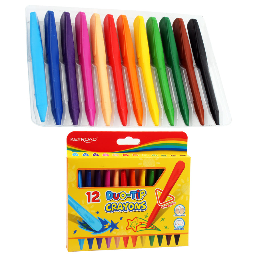 12 Colors Plastic Wax Crayons Pack - KEYROAD