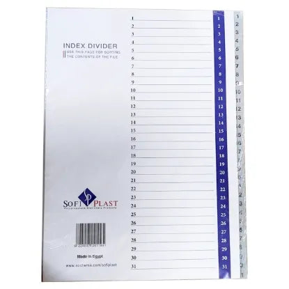 Sofi Plast Index Dividers - From 1 - 31