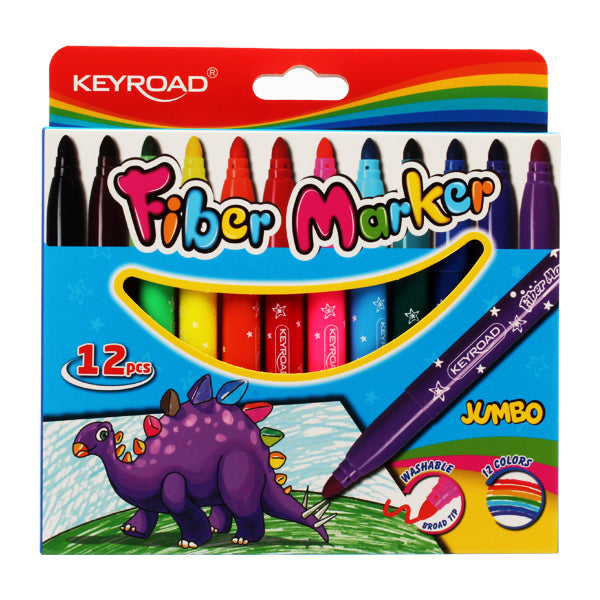 Marker colors, 12 colors jumbo, washable keyroad