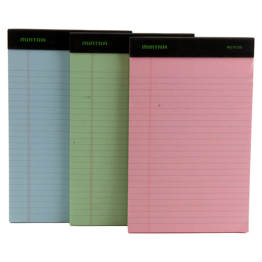 Notepad lined, 50 sheets, colored, 5 x 8, with stapler Assorted Colors