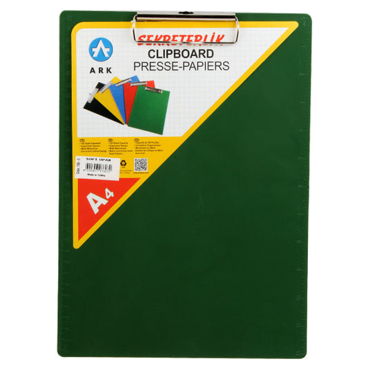 Writing Board (Blanchetta) with Paper Clip, Soft Green Color Plastic, A4