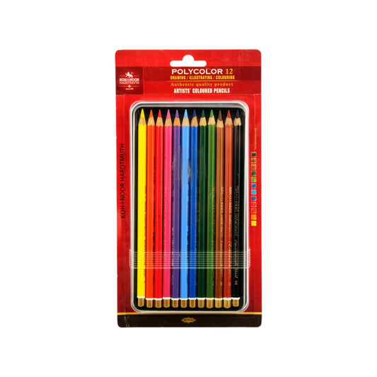 Koh-I-Noor Polycolor Wooden Colored Pencils Set for Artists - 12 Colors