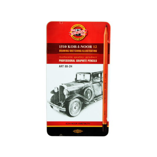 Koh-I-Noor 12-Piece Hexagonal Pencil Set - Grades 8B to 2H - Model 1512N